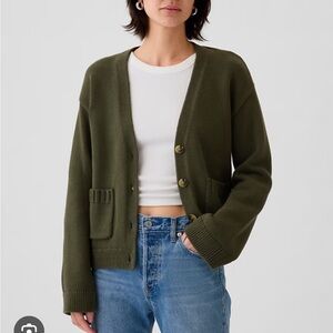 Gap Olive Green Pocket Cardigan Sweater